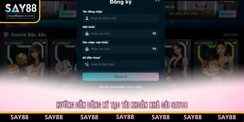 Giao diện hướng dẫn đăng ký tại Say88